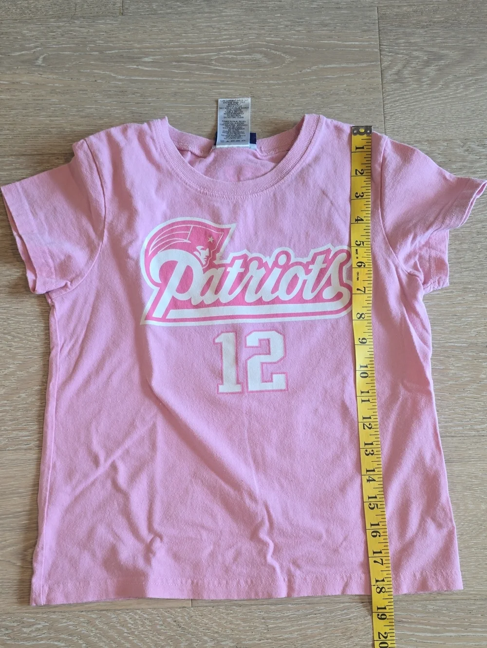 Girls Reebok 10/12 Pink Patriots Graphic Tee with Number 12-Tom Brady